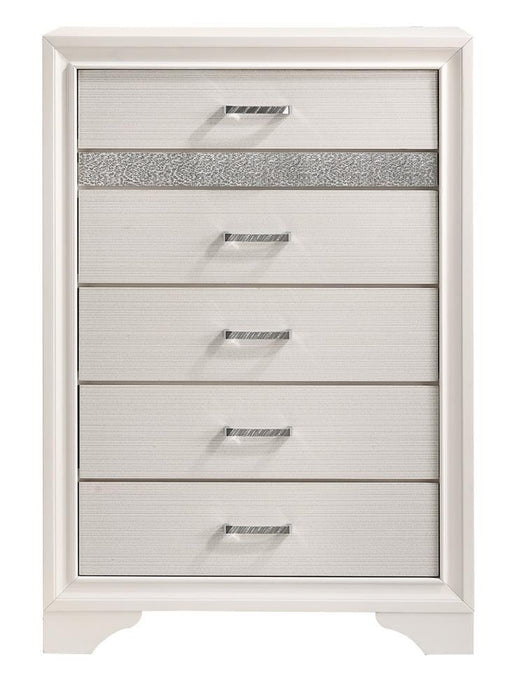 Miranda 5-drawer Chest White and Rhinestone - Tony’s Furniture Store & Linen (GA) - Multi Location