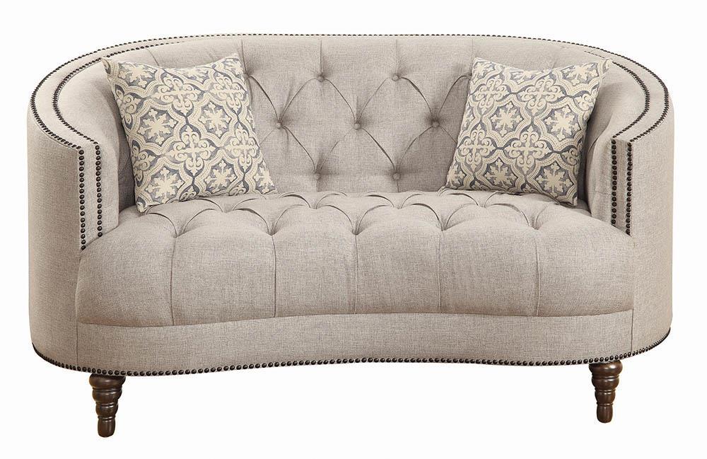 Avonlea Sloped Arm Upholstered Loveseat Trim Grey - Tony’s Furniture Store & Linen (GA) - Multi Location