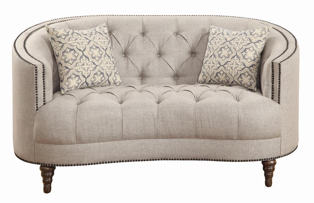 Avonlea Sloped Arm Upholstered Loveseat Trim Grey - Tony’s Furniture Store & Linen (GA) - Multi Location