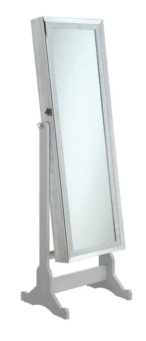 Elle Jewelry Cheval Mirror with Crytal Trim Silver - Tony’s Furniture Store & Linen (GA) - Multi Location
