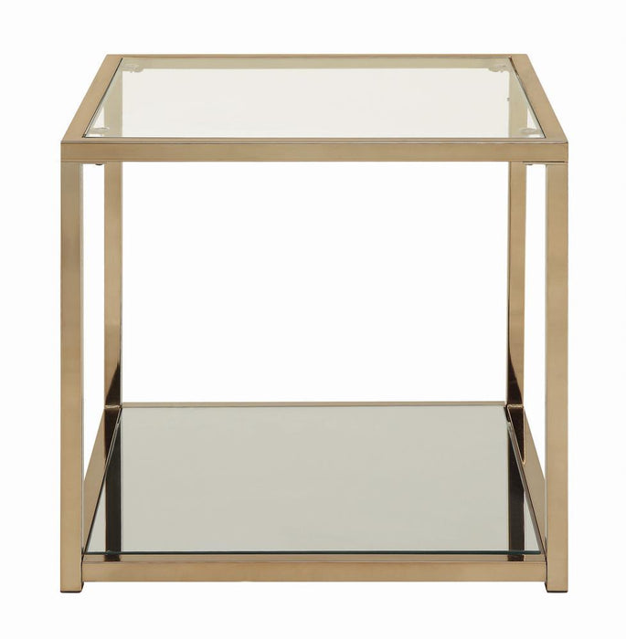 Cora End Table with Mirror Shelf Chocolate Chrome - Tony’s Furniture Store & Linen (GA) - Multi Location