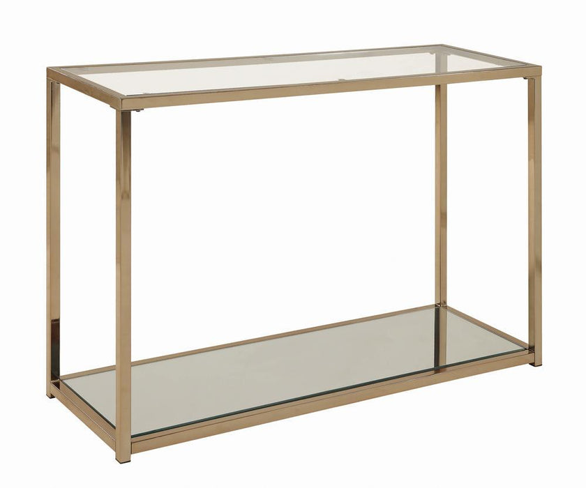Cora Sofa Table with Mirror Shelf Chocolate Chrome - Tony’s Furniture Store & Linen (GA) - Multi Location