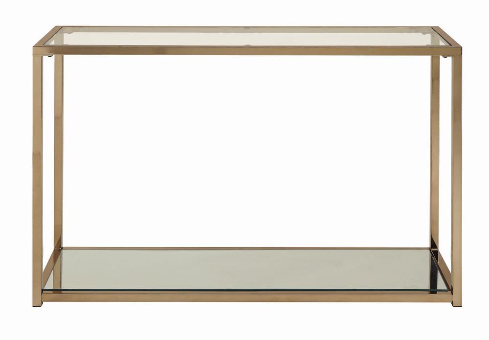 Cora Sofa Table with Mirror Shelf Chocolate Chrome - Tony’s Furniture Store & Linen (GA) - Multi Location