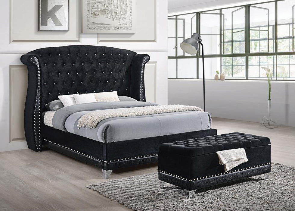 Barzini Queen Tufted Upholstered Bed Black - Tony’s Furniture Store & Linen (GA) - Multi Location