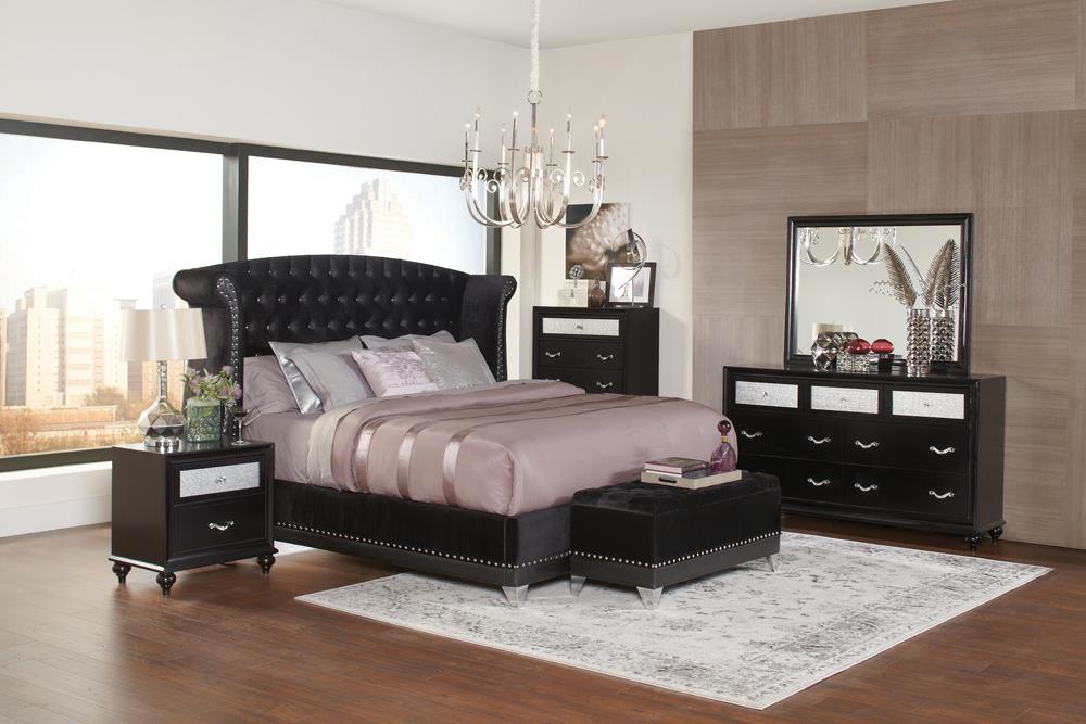 Barzini Queen Tufted Upholstered Bed Black - Tony’s Furniture Store & Linen (GA) - Multi Location