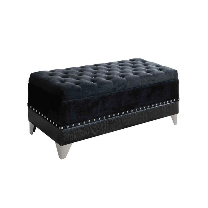 Barzini Tufted Rectangular Trunk with Nailhead Black - Tony’s Furniture Store & Linen (GA) - Multi Location