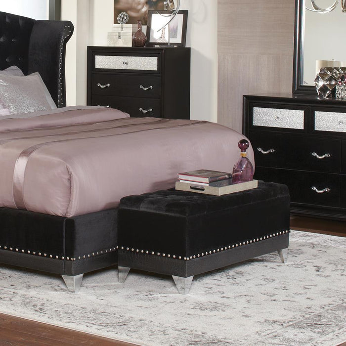 Barzini Tufted Rectangular Trunk with Nailhead Black - Tony’s Furniture Store & Linen (GA) - Multi Location