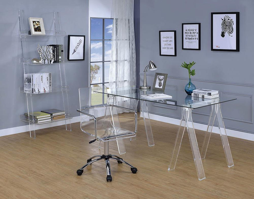Amaturo 4-shelf Ladder Bookcase Clear - Tony’s Furniture Store & Linen (GA) - Multi Location