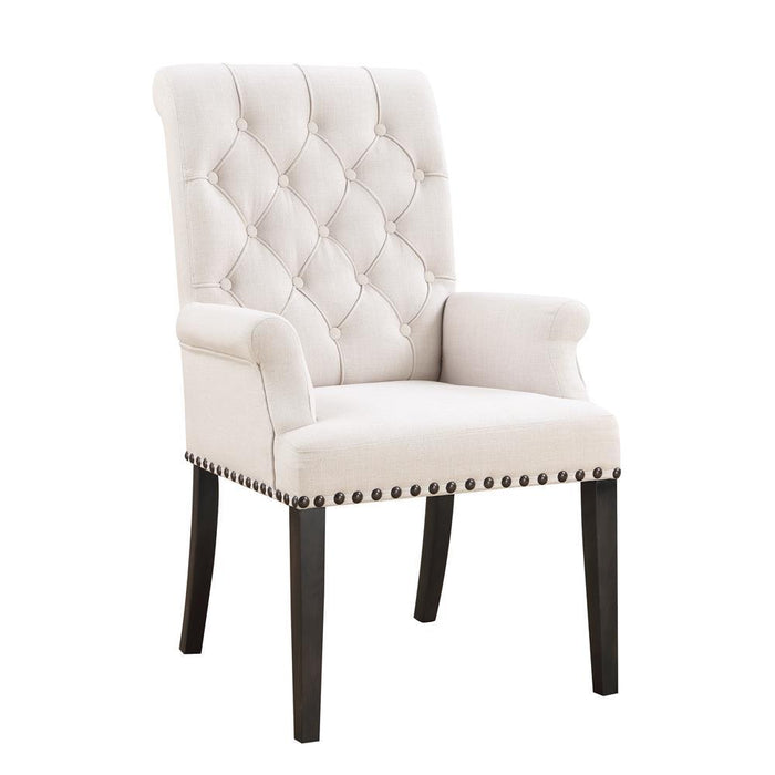 Alana Upholstered Arm Chair Beige and Smokey Black - Tony’s Furniture Store & Linen (GA) - Multi Location