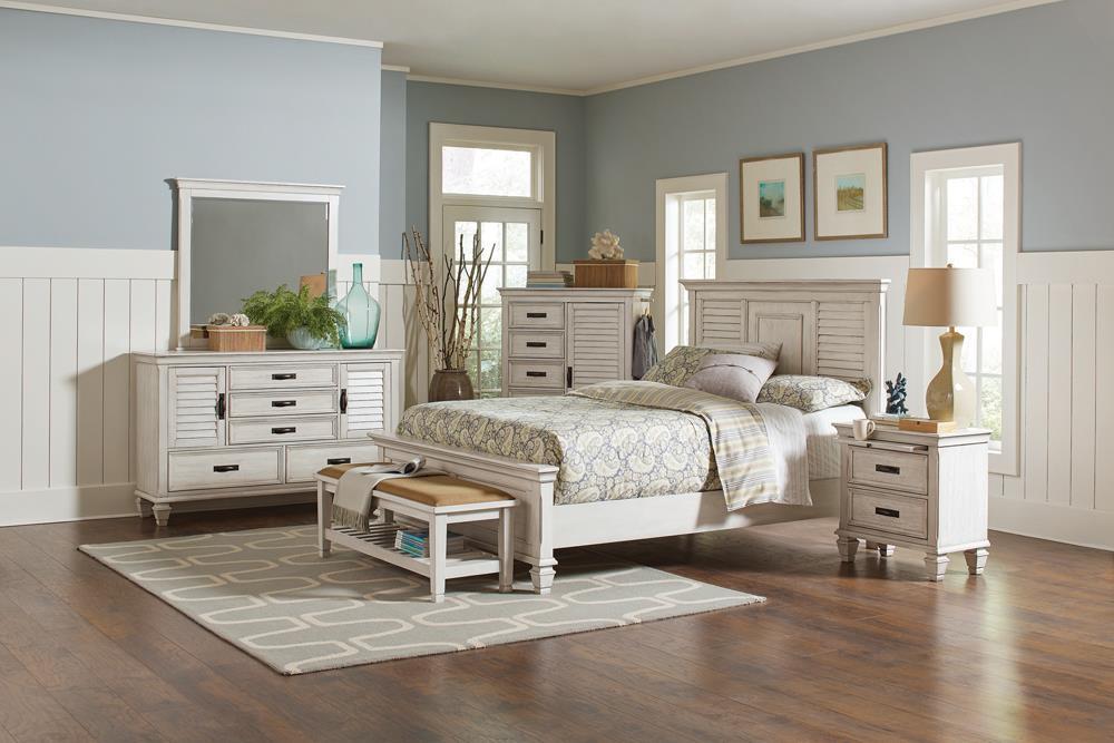Franco Eastern King Panel Bed Antique White - Tony’s Furniture Store & Linen (GA) - Multi Location