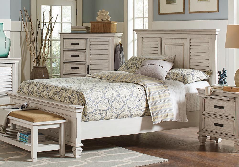 Franco Eastern King Panel Bed Antique White - Tony’s Furniture Store & Linen (GA) - Multi Location