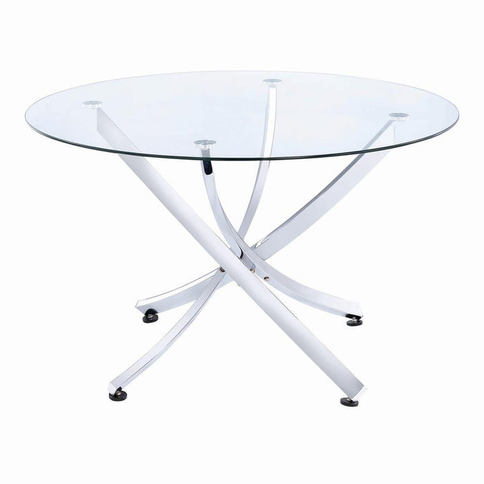 Beckham Round Dining Table Chrome and Clear - Tony’s Furniture Store & Linen (GA) - Multi Location