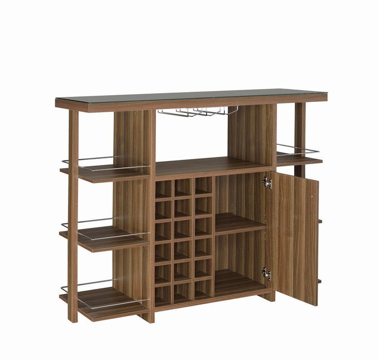 Evelio Bar Unit with Wine Bottle Storage Walnut - Tony’s Furniture Store & Linen (GA) - Multi Location