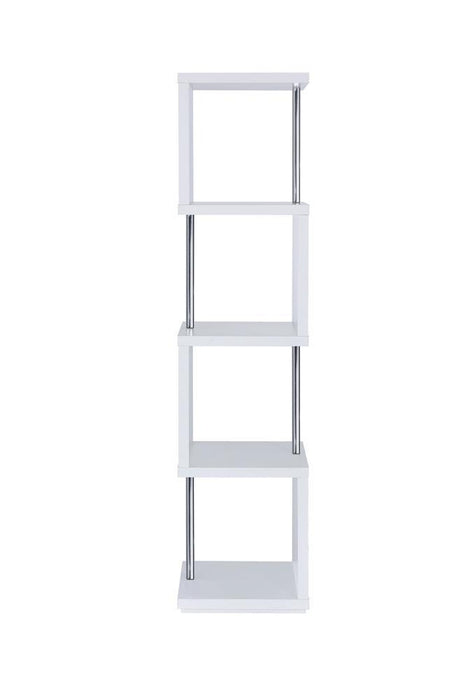 Baxter 4-shelf Bookcase White and Chrome - Tony’s Furniture Store & Linen (GA) - Multi Location