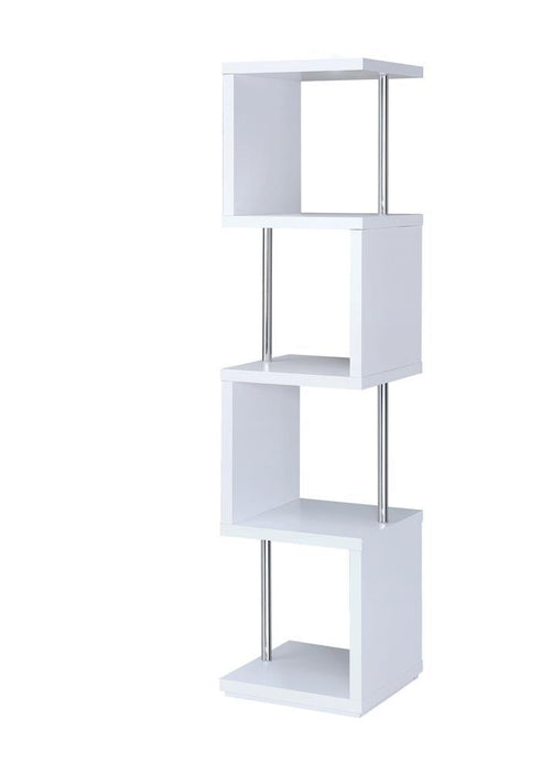 Baxter 4-shelf Bookcase White and Chrome - Tony’s Furniture Store & Linen (GA) - Multi Location
