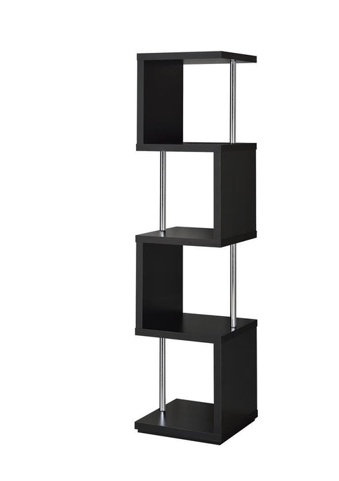 Baxter 4-shelf Bookcase Black and Chrome - Tony’s Furniture Store & Linen (GA) - Multi Location