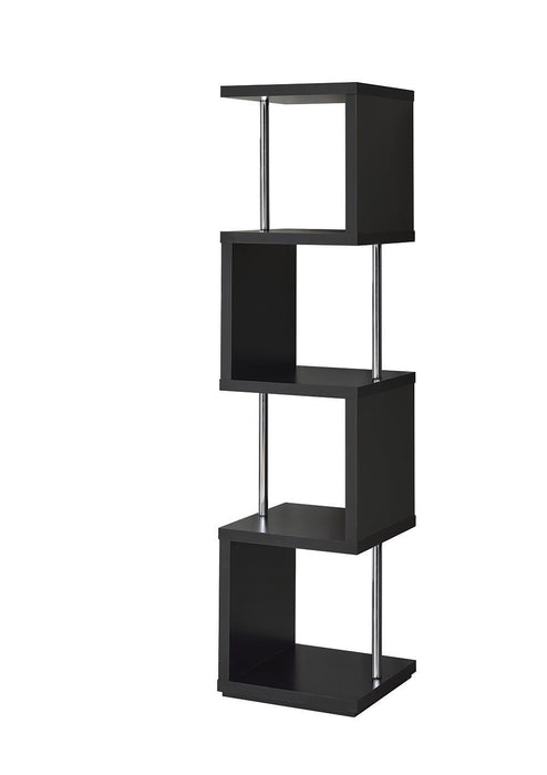 Baxter 4-shelf Bookcase Black and Chrome - Tony’s Furniture Store & Linen (GA) - Multi Location