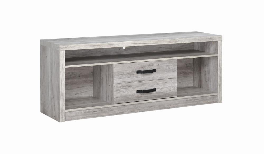 Burke 2-drawer TV Console Grey Driftwood - Tony’s Furniture Store & Linen (GA) - Multi Location