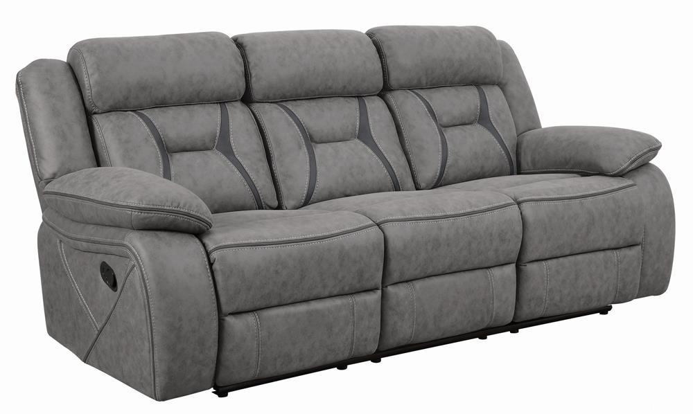 Higgins Pillow Top Arm Upholstered Motion Sofa Grey - Tony’s Furniture Store & Linen (GA) - Multi Location