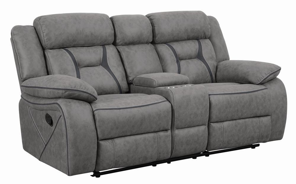 Higgins Pillow Top Arm Motion Loveseat with Console Grey - Tony’s Furniture Store & Linen (GA) - Multi Location