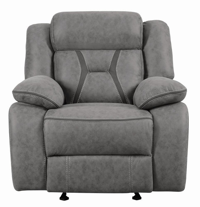 Higgins Overstuffed Upholstered Glider Recliner Grey - Tony’s Furniture Store & Linen (GA) - Multi Location