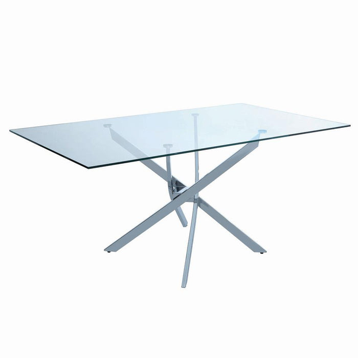 Carmelo X-shaped Dining Table Chrome and Clear - Tony’s Furniture Store & Linen (GA) - Multi Location