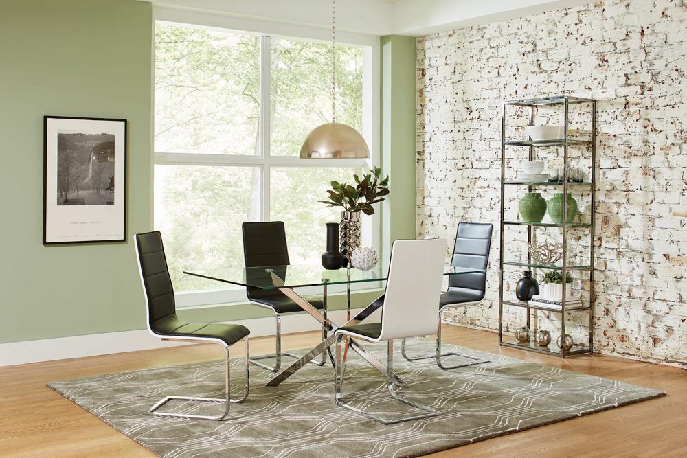 Carmelo X-shaped Dining Table Chrome and Clear - Tony’s Furniture Store & Linen (GA) - Multi Location