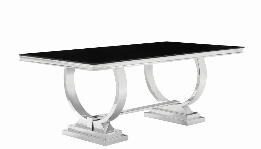Antoine Rectangular Dining Table Chrome and Black - Tony’s Furniture Store & Linen (GA) - Multi Location