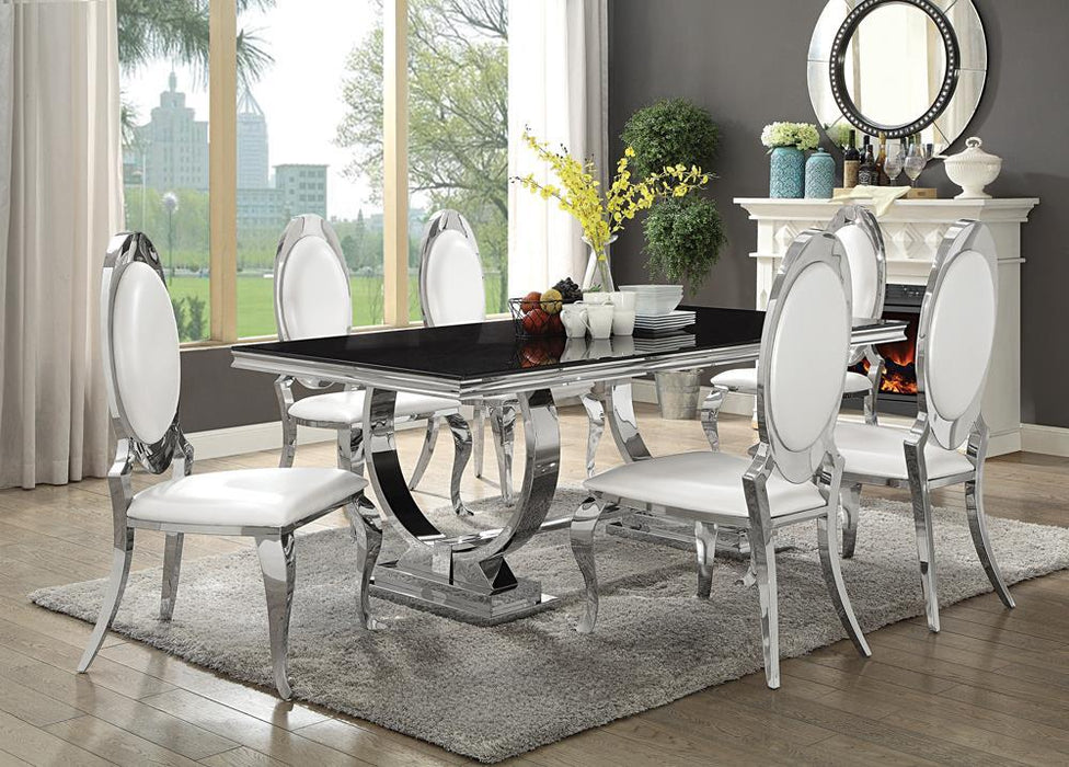 Antoine Rectangular Dining Table Chrome and Black - Tony’s Furniture Store & Linen (GA) - Multi Location