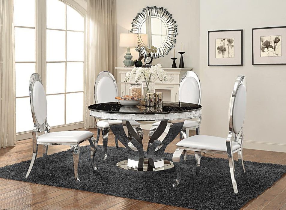 Anchorage Round Dining Table Chrome and Black - Tony’s Furniture Store & Linen (GA) - Multi Location
