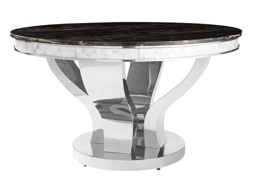 Anchorage Round Dining Table Chrome and Black - Tony’s Furniture Store & Linen (GA) - Multi Location