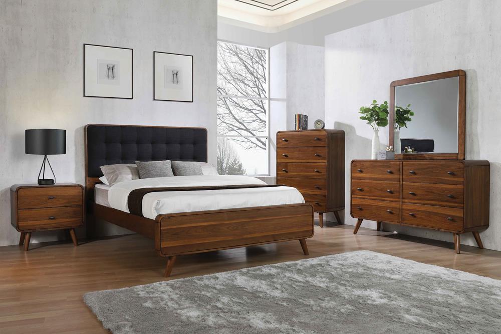 Robyn Eastern King Bed with Upholstered Headboard Dark Walnut - Tony’s Furniture Store & Linen (GA) - Multi Location