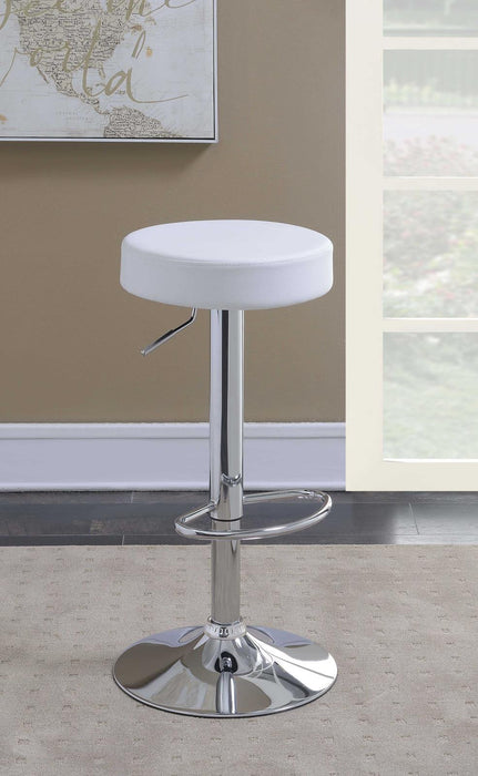 Ramses Adjustable Backless Bar Stool Chrome and White - Tony’s Furniture Store & Linen (GA) - Multi Location