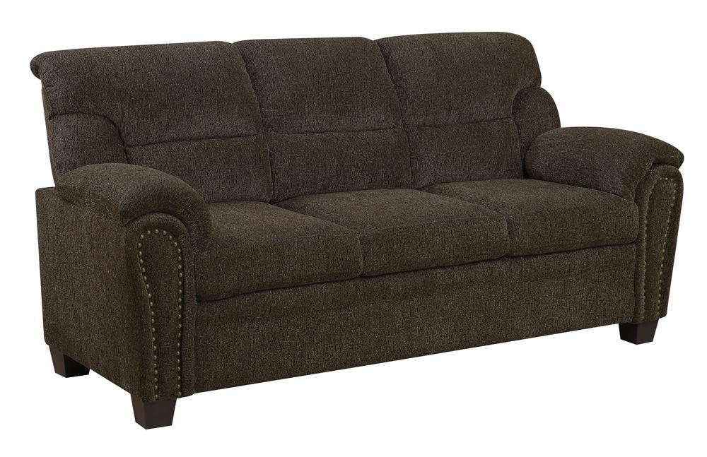 Clementine Upholstered Sofa with Nailhead Trim Brown - Tony’s Furniture Store & Linen (GA) - Multi Location