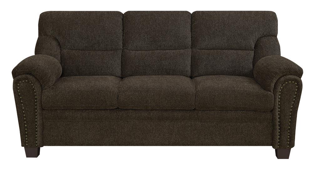 Clementine Upholstered Sofa with Nailhead Trim Brown - Tony’s Furniture Store & Linen (GA) - Multi Location