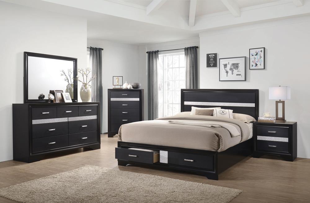 Miranda Eastern King 2-drawer Storage Bed Black - Tony’s Furniture Store & Linen (GA) - Multi Location