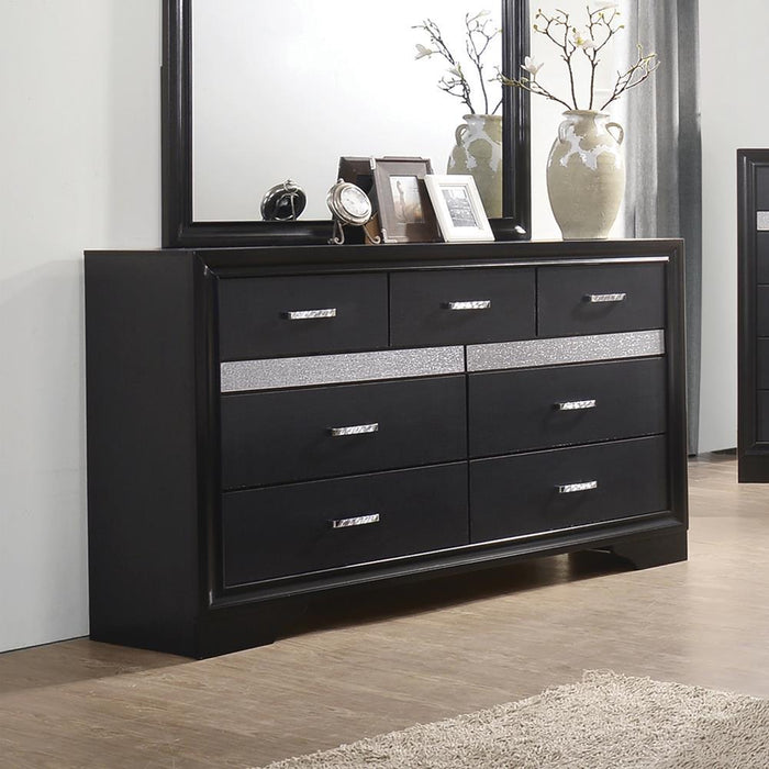 Miranda 7-drawer Dresser Black and Rhinestone - Tony’s Furniture Store & Linen (GA) - Multi Location