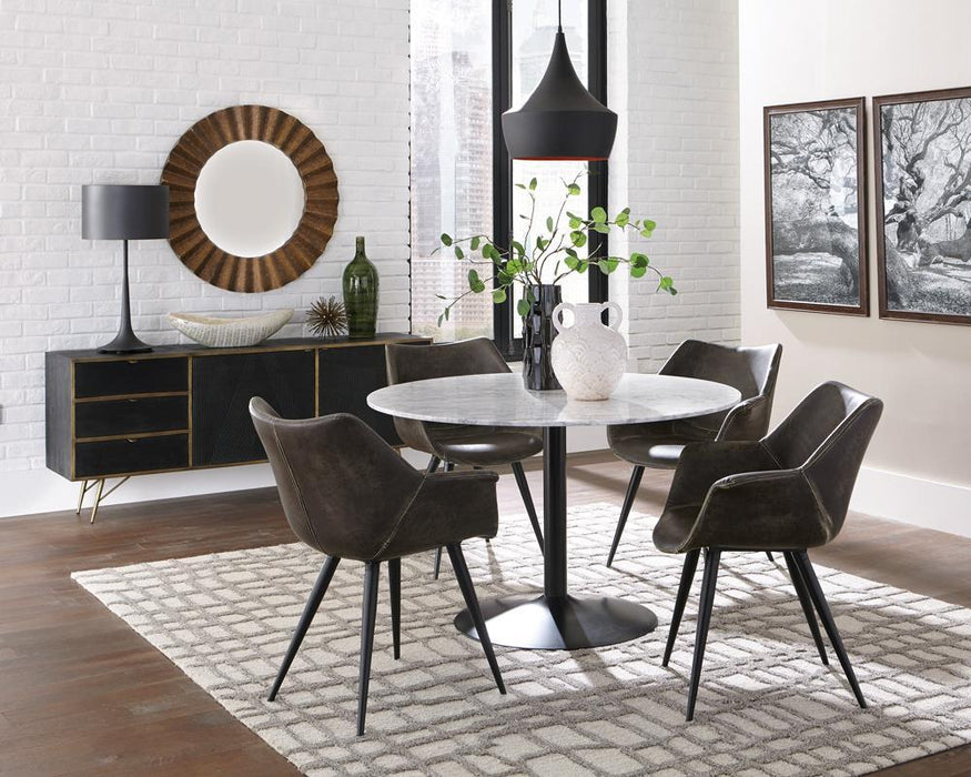 Bartole Round Dining Table White and Matte Black - Tony’s Furniture Store & Linen (GA) - Multi Location