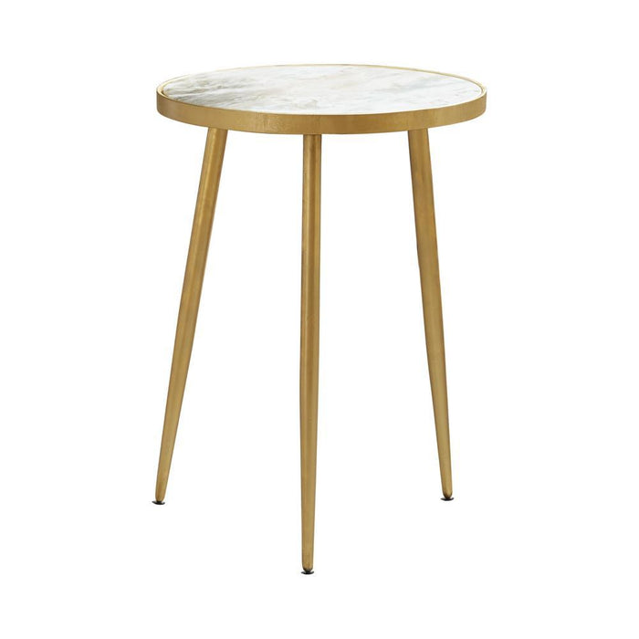 Acheson Round Accent Table White and Gold - Tony’s Furniture Store & Linen (GA) - Multi Location