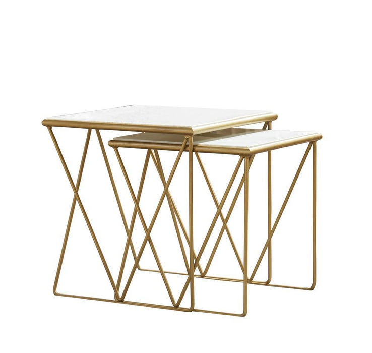 Bette 2-piece Nesting Table Set White and Gold - Tony’s Furniture Store & Linen (GA) - Multi Location