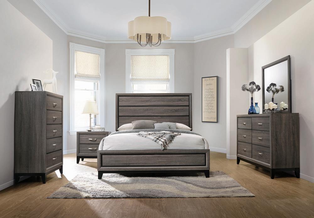 Watson Eastern King Bed Grey Oak and Black - Tony’s Furniture Store & Linen (GA) - Multi Location