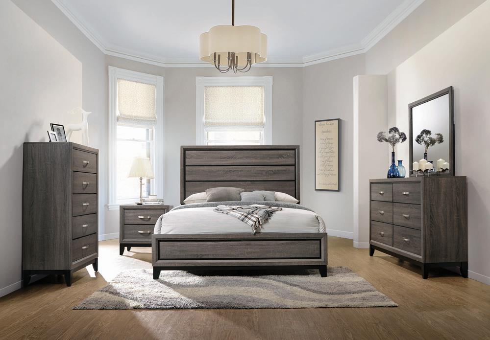 Watson Queen Bed Grey Oak and Black - Tony’s Furniture Store & Linen (GA) - Multi Location
