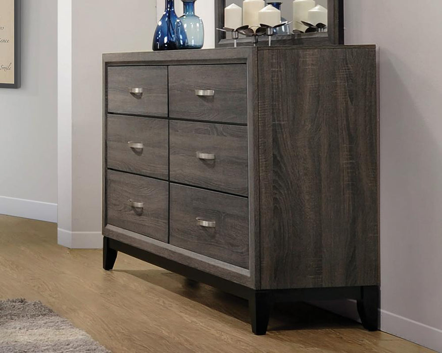 Watson 6-drawer Dresser Grey Oak and Black - Tony’s Furniture Store & Linen (GA) - Multi Location