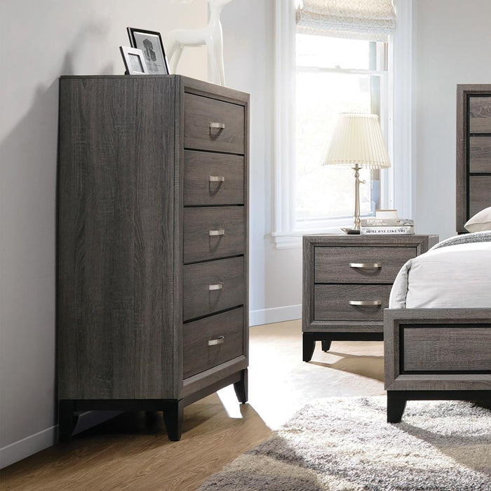 Watson 5-drawer Chest Grey Oak and Black - Tony’s Furniture Store & Linen (GA) - Multi Location