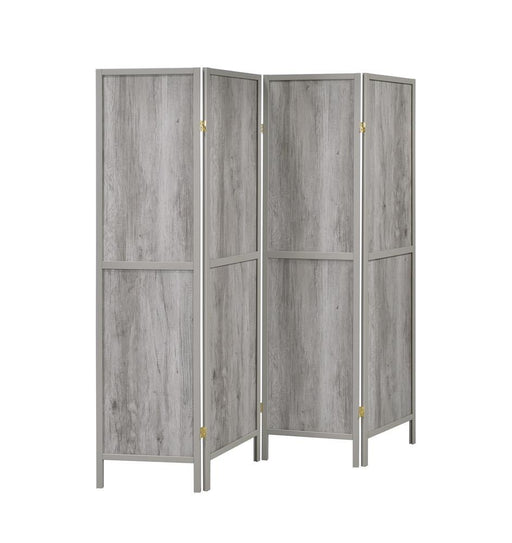 Deepika 4-panel Folding Screen Grey Driftwood - Tony’s Furniture Store & Linen (GA) - Multi Location