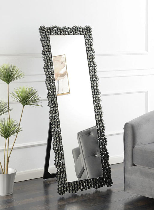 Mckay Textural Frame Cheval Floor Mirror Silver and Smoky Grey - Tony’s Furniture Store & Linen (GA) - Multi Location