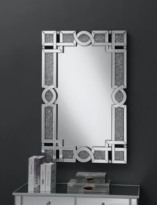 Jackie Interlocking Wall Mirror with Iridescent Panels and Beads Silver - Tony’s Furniture Store & Linen (GA) - Multi Location