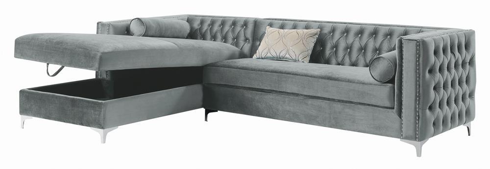 Bellaire Button-tufted Upholstered Sectional Silver - Tony’s Furniture Store & Linen (GA) - Multi Location