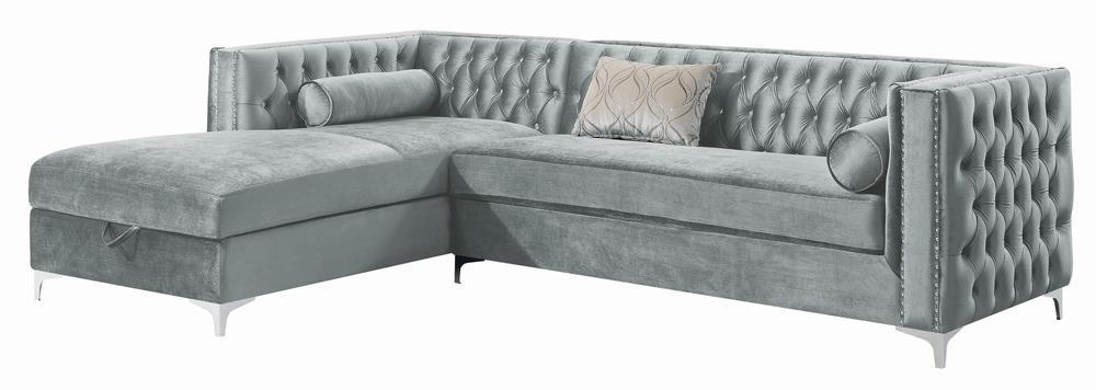 Bellaire Button-tufted Upholstered Sectional Silver - Tony’s Furniture Store & Linen (GA) - Multi Location