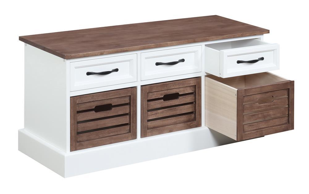 Alma 3-drawer Storage Bench Weathered Brown and White - Tony’s Furniture Store & Linen (GA) - Multi Location